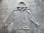 Stussy heather gray zip hoodie with drawstring hood and small chest logo