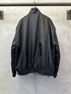 Black long-sleeve jacket back view with full-zip front and ribbed hem, FENDI pattern