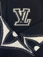 Navy Louis Vuitton LV monogram graphic on zip-up hoodie