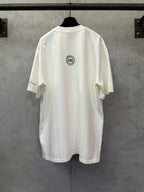 White Y-3 T-shirt on hanger, back small circular logo, short sleeves