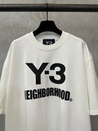 White Y-3 Neighborhood T-shirt, crew neck, large Y-3 and Neighborhood front print