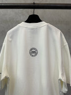 White Y-3 T-shirt, back small circular logo patch, crew neck