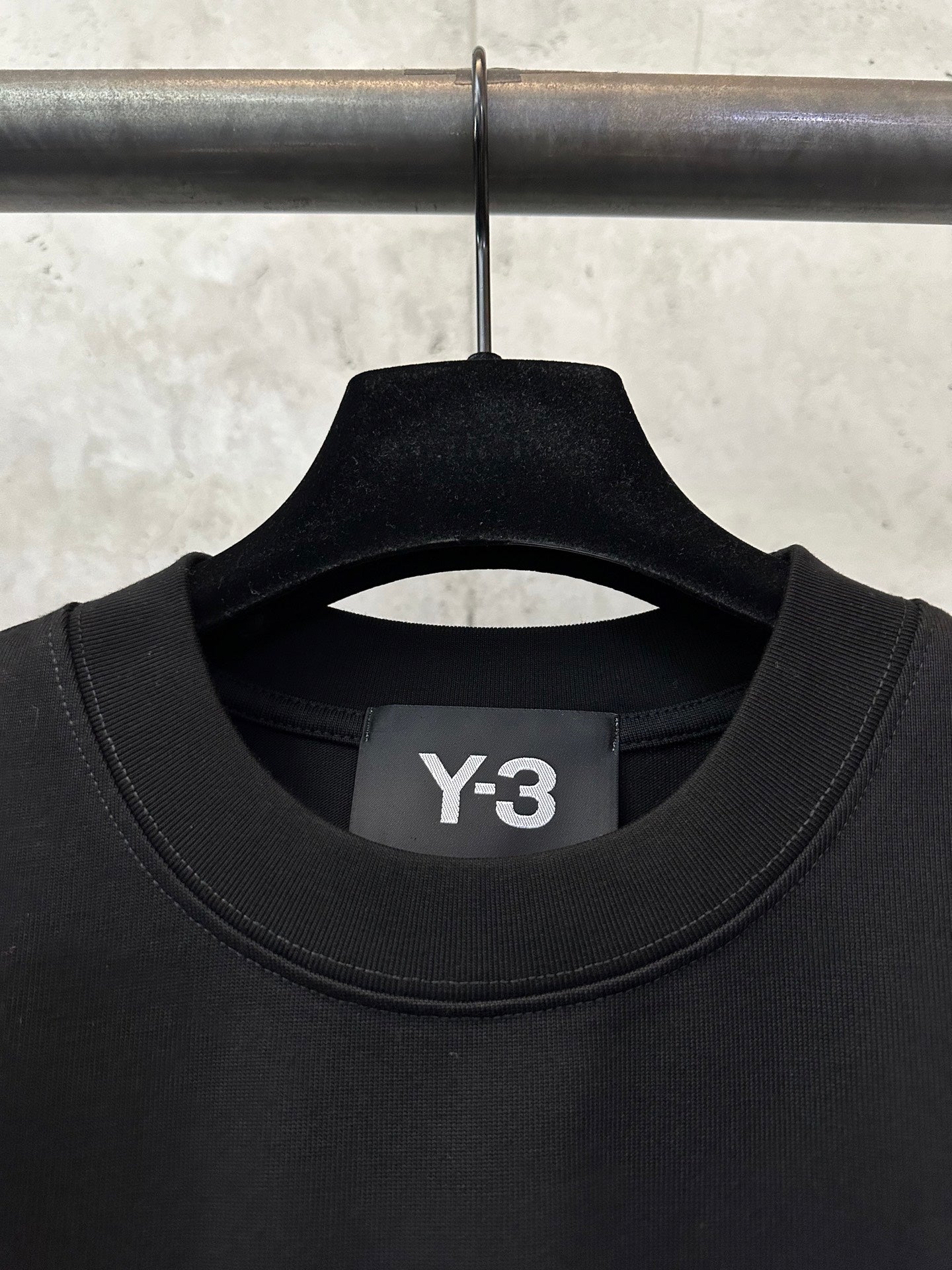 Amiri T-shirt, black crew neck collar with Y-3 logo on tag
