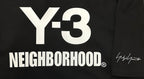 Amiri T-shirt, black front close-up with large Y-3 and NEIGHBORHOOD text