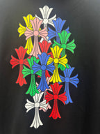 Black hoodie back with large colorful floral bouquet print