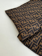 Fendi geometric-pattern long-sleeve top, brown and dark navy FF-style print