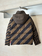 Fendi hooded padded jacket with diagonal stripe panels, back view