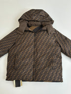 Fendi hooded padded jacket with all-over FF monogram print, zip front