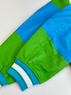 Louis Vuitton long-sleeve knit sweater, green and blue with embossed monogram pattern