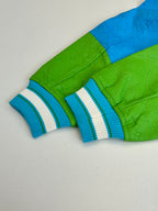 Louis Vuitton long-sleeve knit sweater cuffs with striped ribbing, green and blue