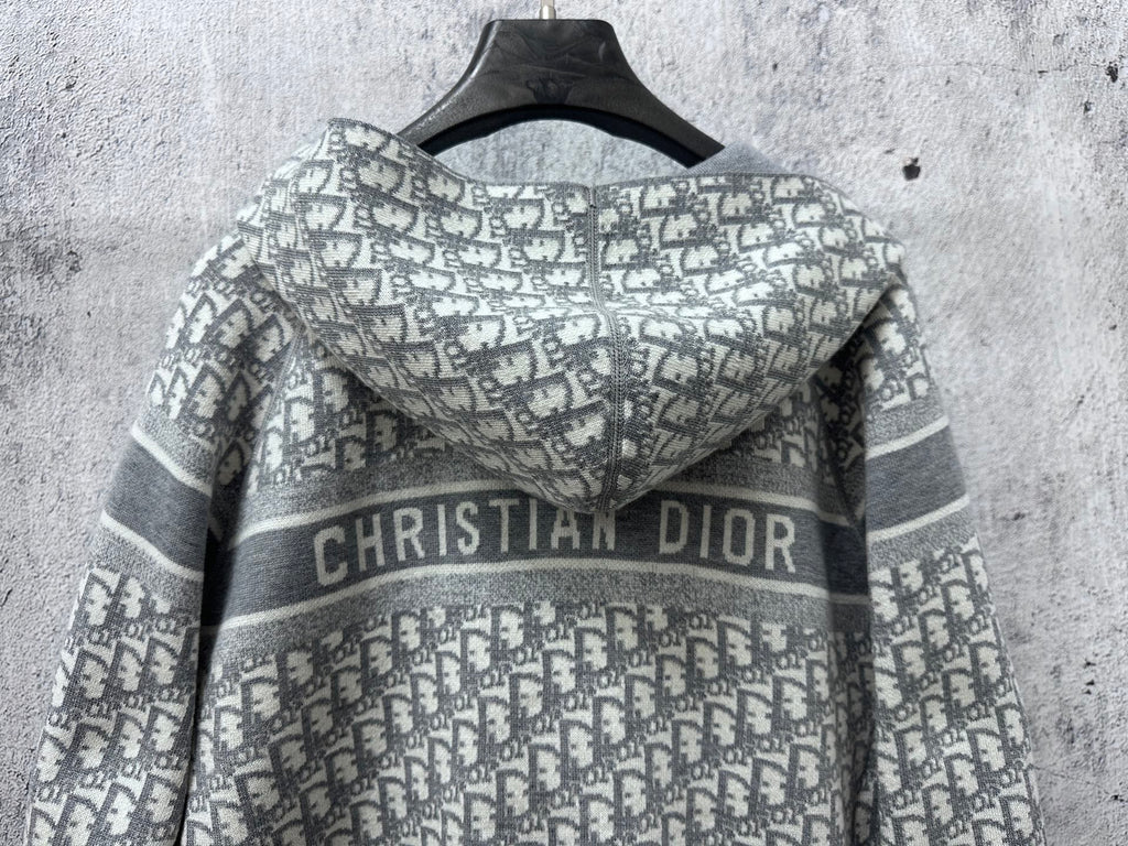 Christian Dior hooded sweatshirt with full-zip front and large monogram print