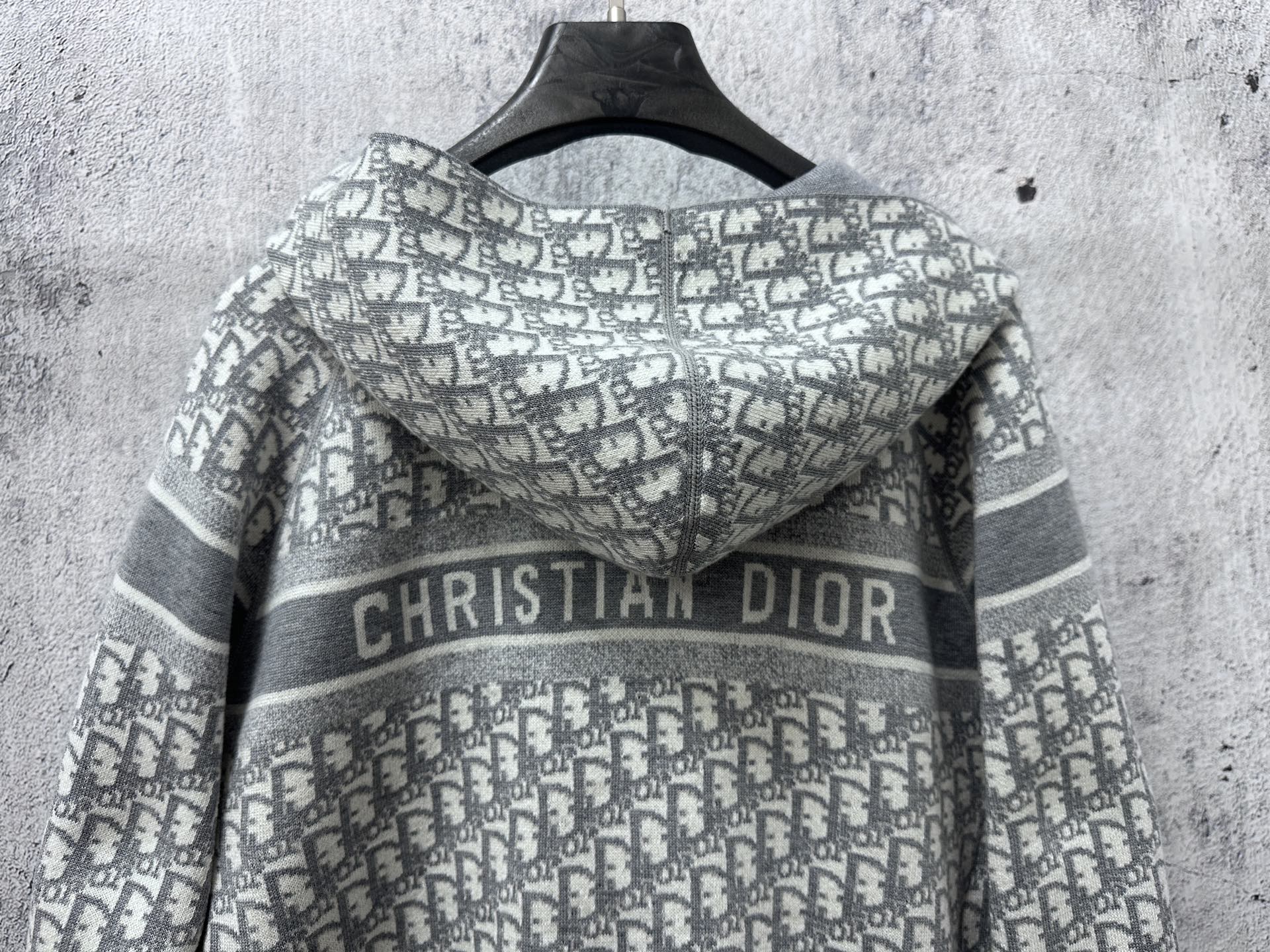 Christian Dior hooded sweatshirt with full-zip front and large monogram print
