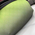 Gucci lime green pebbled leather belt bag panel close-up
