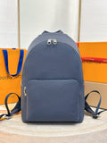 Louis Vuitton blue leather backpack with top handle and front pocket