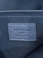 Louis Vuitton Paris made in France interior label on blue leather bag