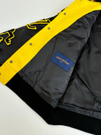 Yellow and black Louis Vuitton long jacket with blue interior logo patch