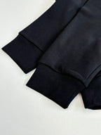Prada long-sleeve sweatshirt cuffs and hem, dark navy knit finish