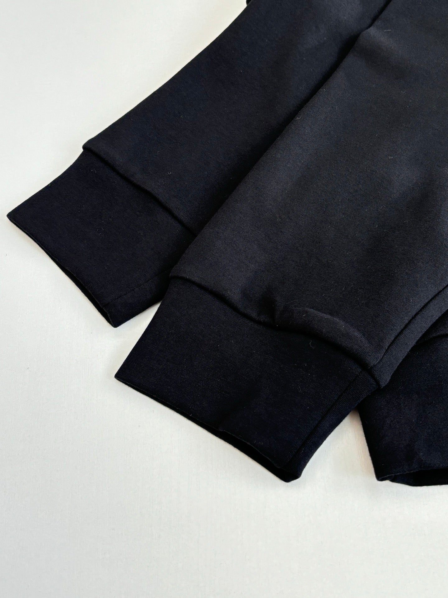 Prada long-sleeve sweatshirt cuffs and hem, dark navy knit finish