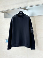 Prada long-sleeve sweatshirt, dark navy crewneck with sleeve pocket detail