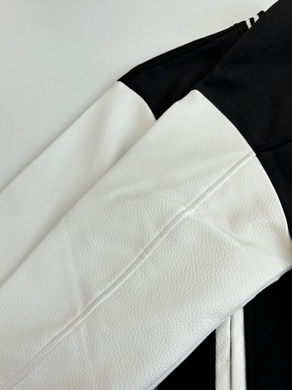 Louis Vuitton long leather coat, white panel with black trim