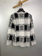 Givenchy knit sweater in black and white with geometric pattern, back view