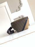 Fendi crossbody bag with FF monogram canvas and navy trim, front view