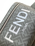 Fendi crossbody bag in gray woven fabric with large FENDI ROMA logo print