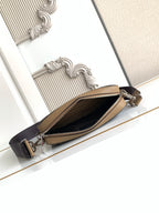 Fendi logo crossbody bag with open-top view and black zipper pull