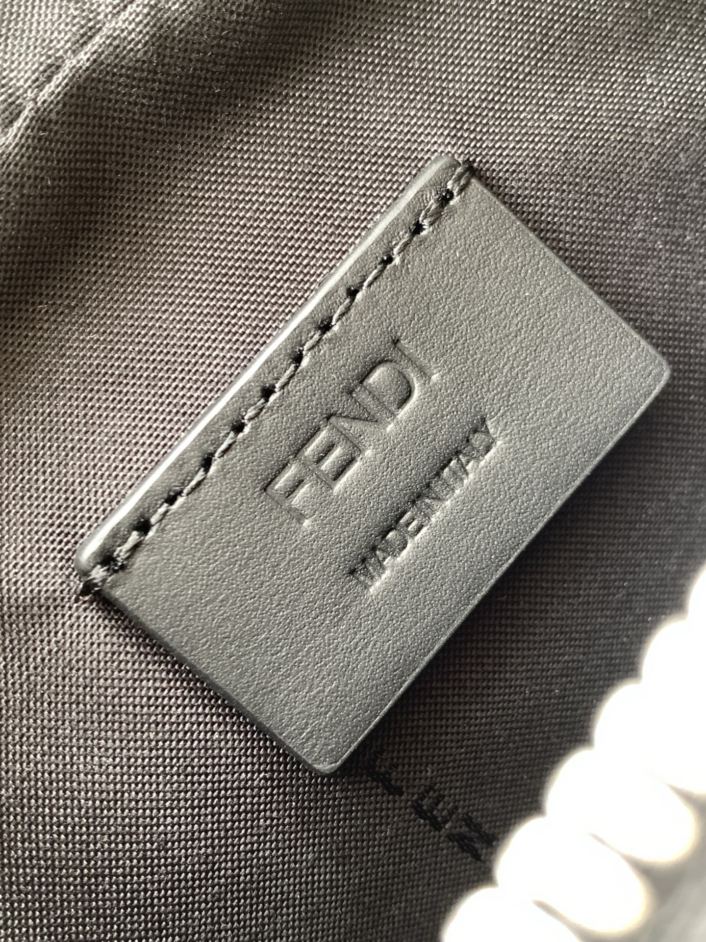 Fendi bag leather logo patch with embossed FF monogram
