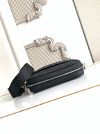 Fendi black mini crossbody bag with front zip and chain-strap hardware
