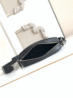 Fendi zip crossbody bag in dark leather with adjustable strap and silver hardware.