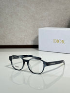Dior eyeglasses with dark frames and clear lenses, front view