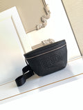Black Fendi belt bag with adjustable strap and front logo print