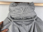Long Louis Vuitton hooded jacket, gray, with drawstring neckline
