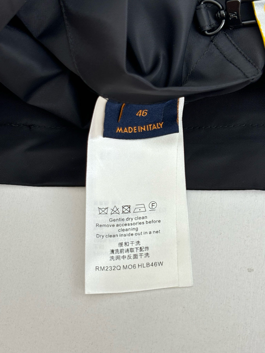 Louis Vuitton long coat size 46 care label inside collar