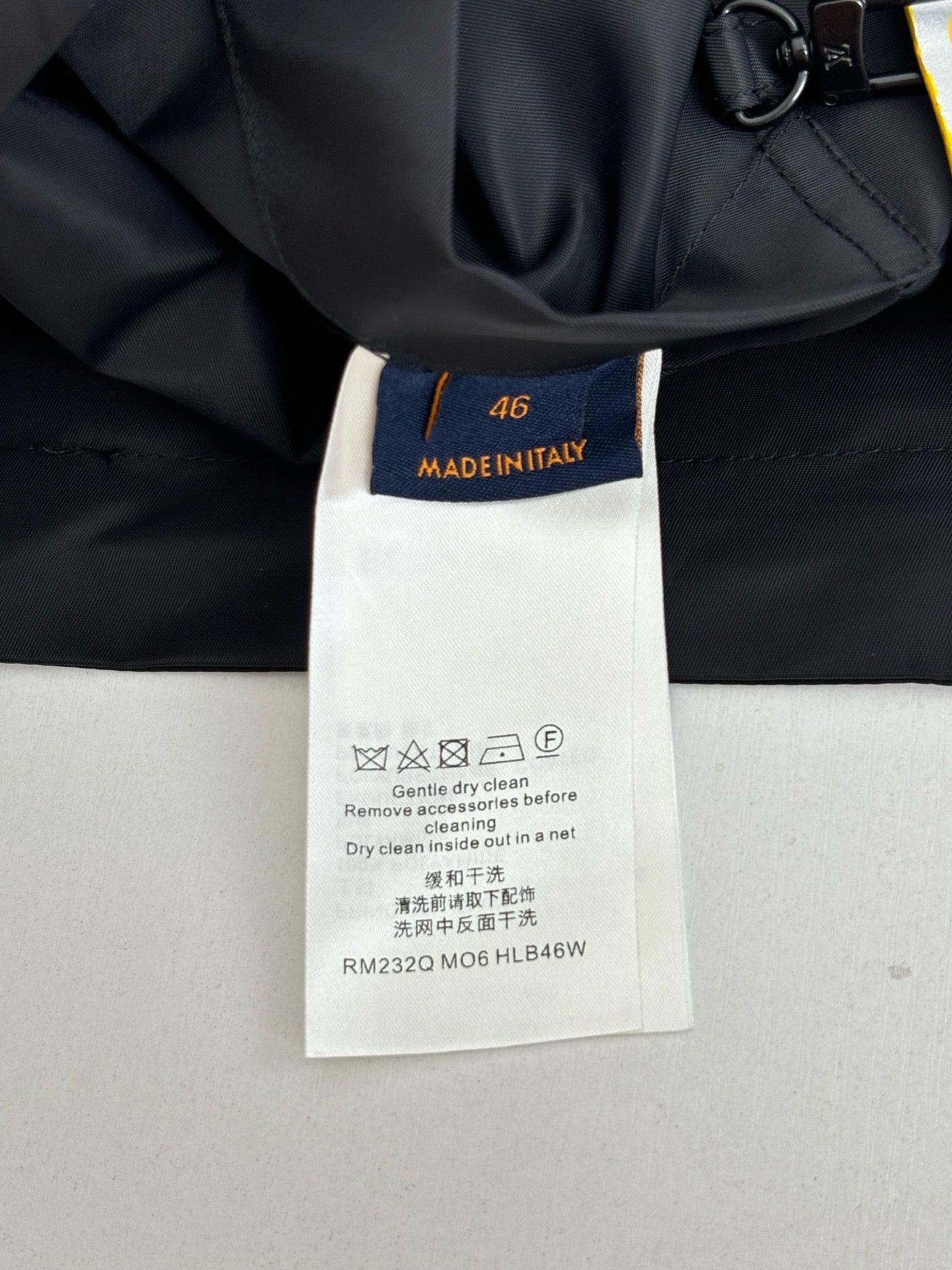 Louis Vuitton long coat size 46 care label inside collar