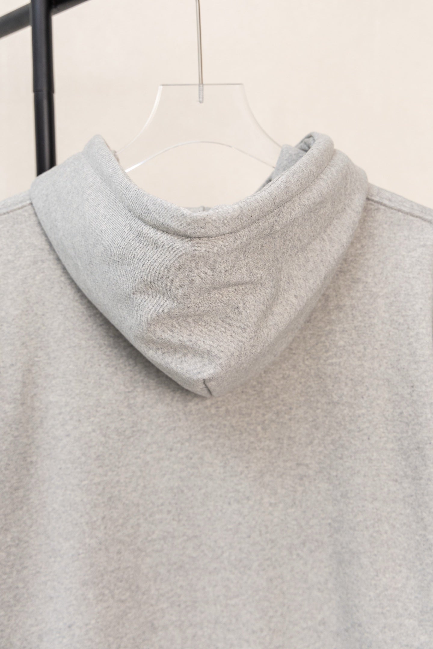Amiri hoodie light gray heather with attached hood and soft ribbed neckline