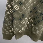 Knit sweater hem and ribbed cuffs with all-over LV monogram pattern