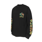 Black long-sleeve shirt with large colorful back graphic and matching sleeve artwork