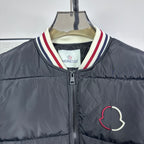 Moncler puffer jacket with striped collar and MONCLER logo patch
