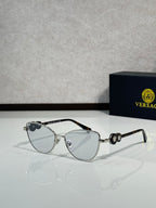 Versace aviator eyeglasses with silver-tone frame and clear lenses