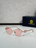 Versace aviator sunglasses with rose-gold frame and pink tinted lenses