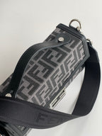 Fendi monogram crossbody bag side view with top handle and strap