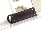Fendi dark leather bag strap with metal studs and shoulder handle