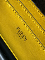 Yellow leather FENDI logo stamp with stitched edges