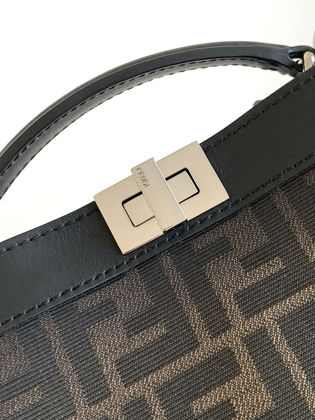 Fendi bag leather strap buckle with gold-tone rectangular hardware