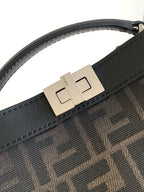 Fendi bag leather strap buckle with gold-tone rectangular hardware