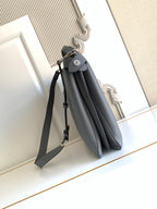 Fendi dark gray leather bag with hanging tassel and dual strap loops