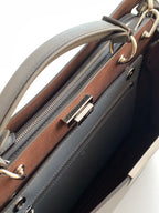 Fendi bag interior with brown lining and zip pocket