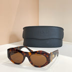 Versace sunglasses, tortoiseshell round frames with brown lenses and gold hinge